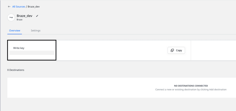 Braze source write key