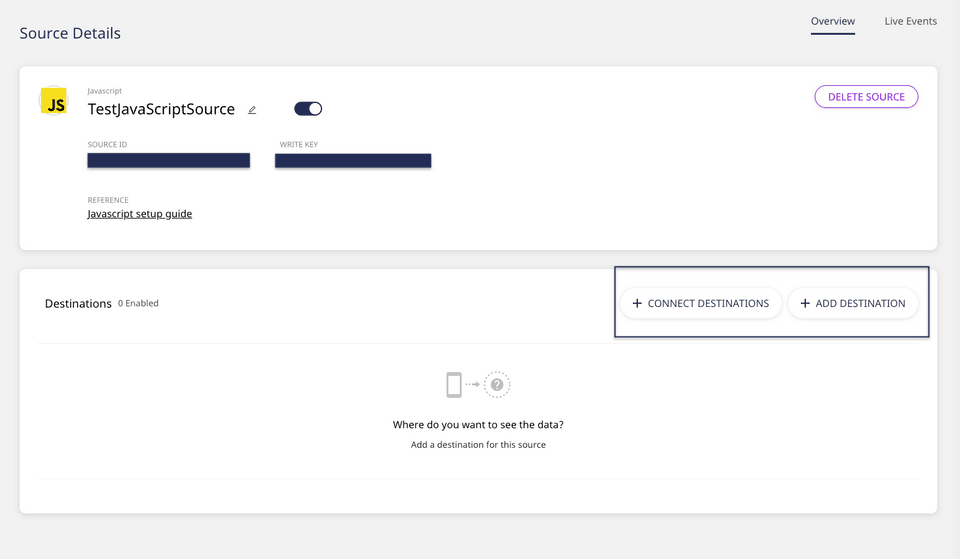 Destination Configuration Button Destination Configuration Button