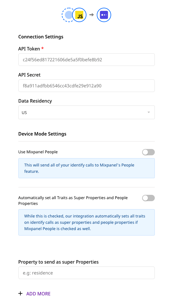 mixpanel connection settings 1