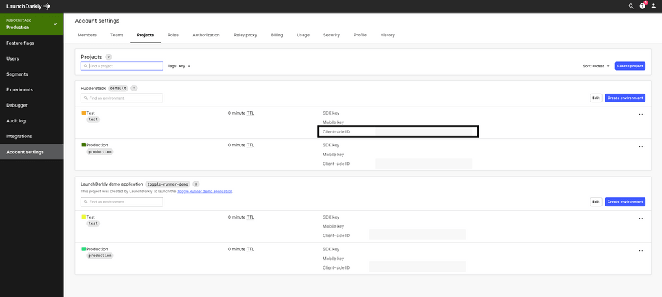 LaunchDarkly client-side ID LaunchDarkly client-side ID