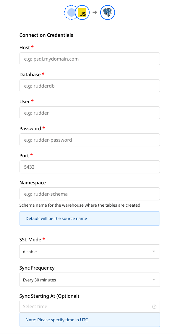 PostgreSQL connection settings