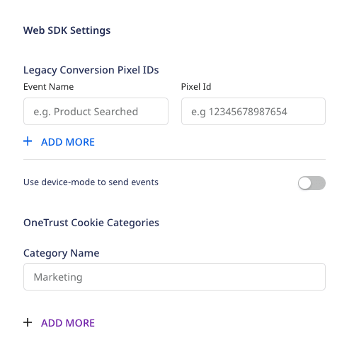 Facebook Pixel connection settings