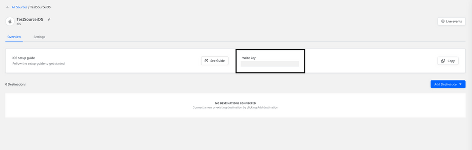 iOS source write key