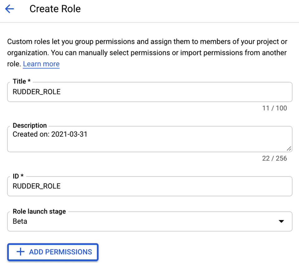 GCP role details GCP role details