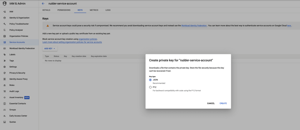 Service account type Service account type