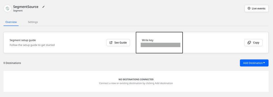 Segment source write key