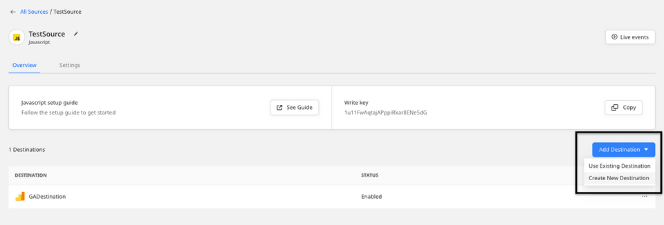 Connect your source to a destination