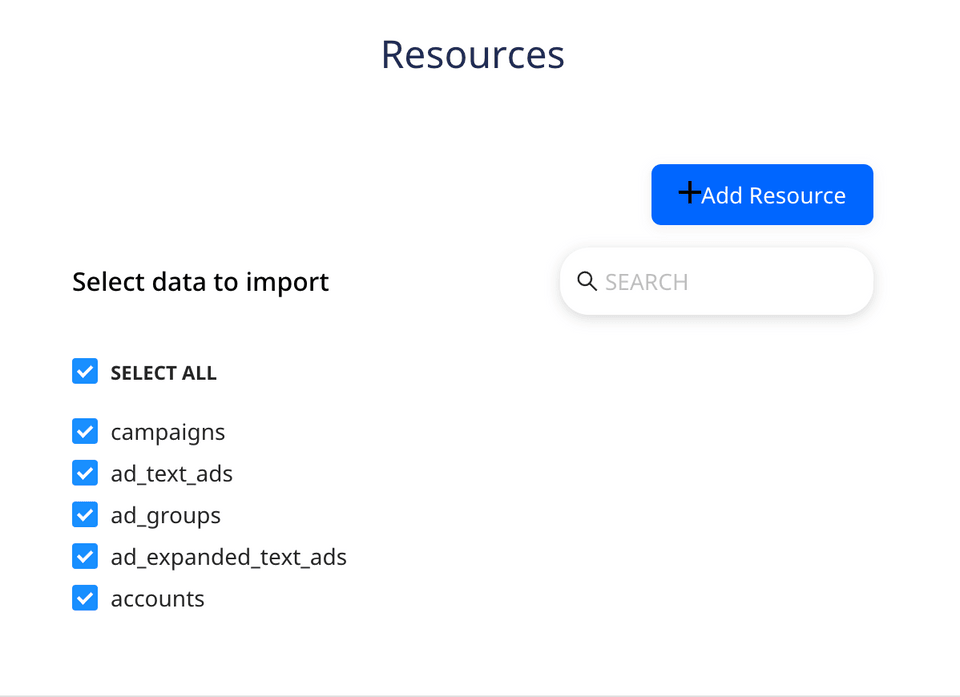 AdWords resources to import AdWords resources to import