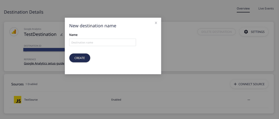 Create a new destination
