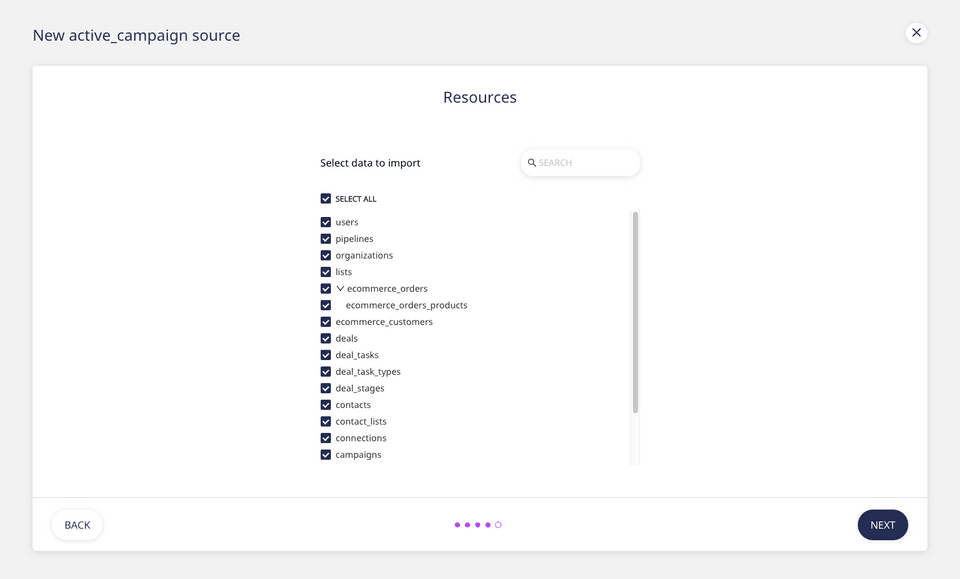Choose ActiveCampaign data