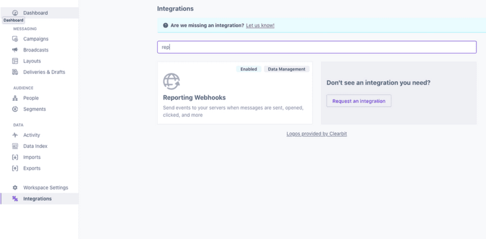 Customer.io reporting webhooks