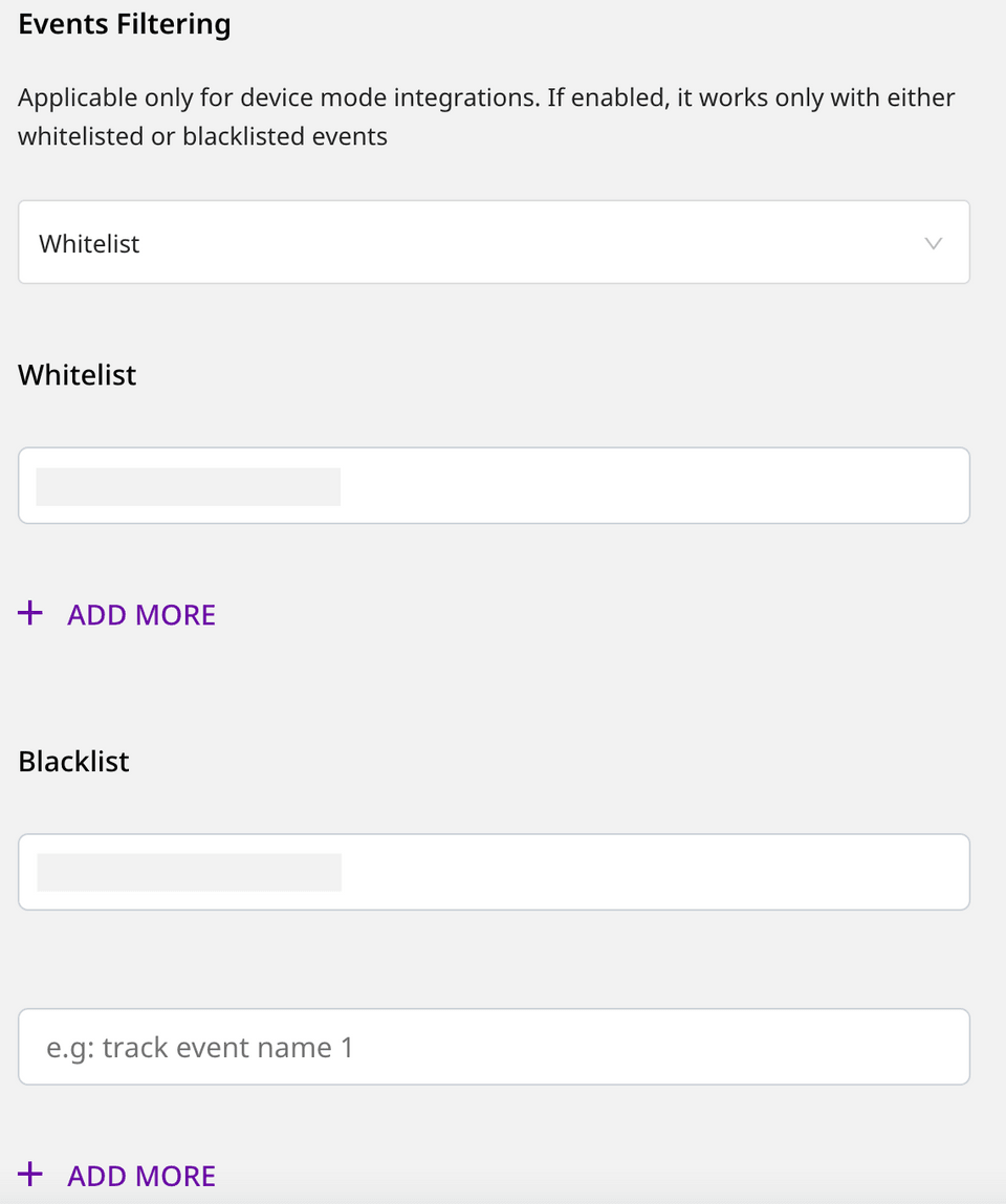 Event filtering options