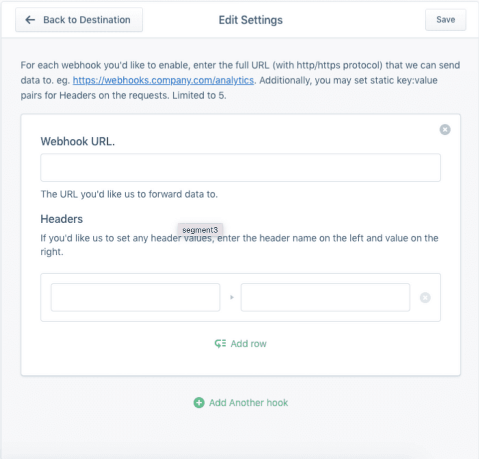 RudderStack webhook URL setting in Segment