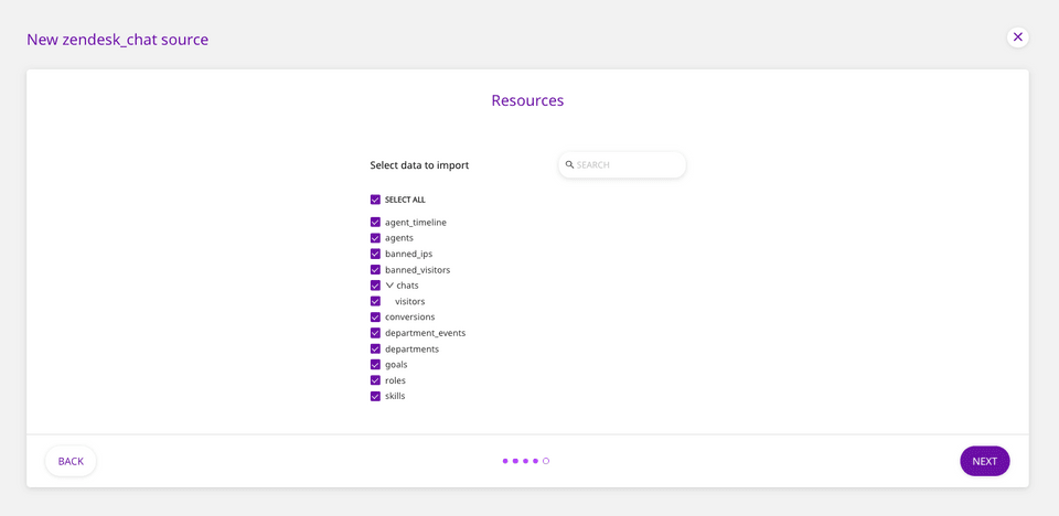 Select data to import