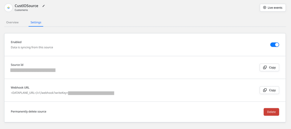 Customer.io webhook URL