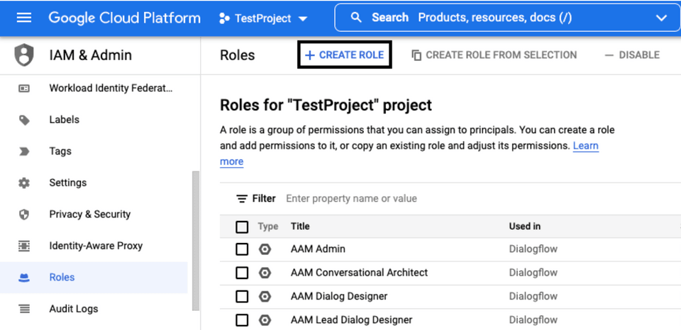 Google Cloud Platform dashboard create role Google Cloud Platform dashboard create role