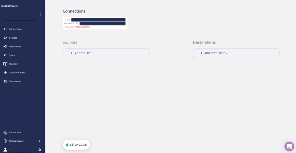 RudderStack Dashboard