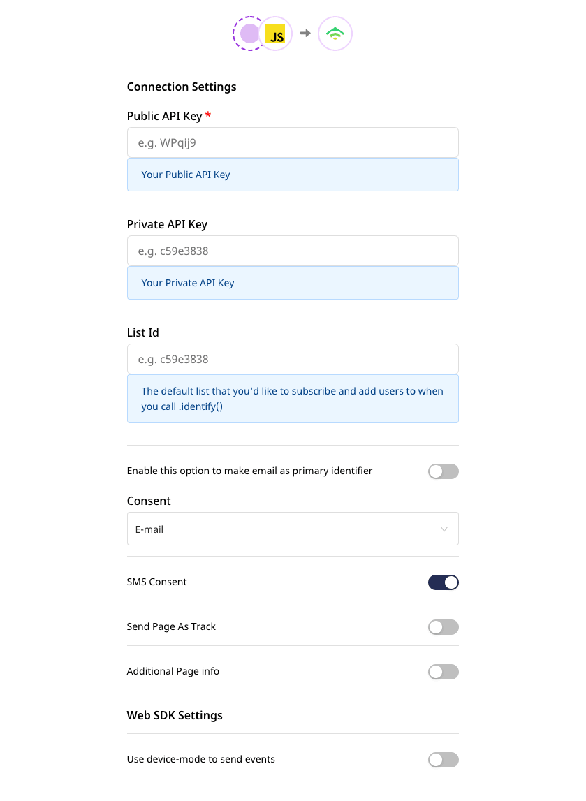 Klaviyo connection settings Klaviyo connection settings