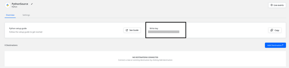 Python source write key