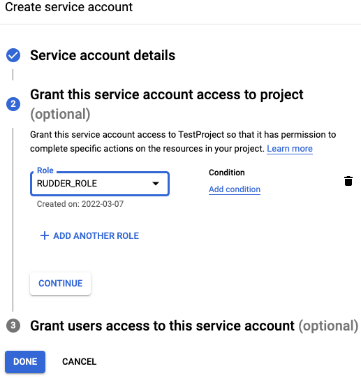 Service account role details Service account role details
