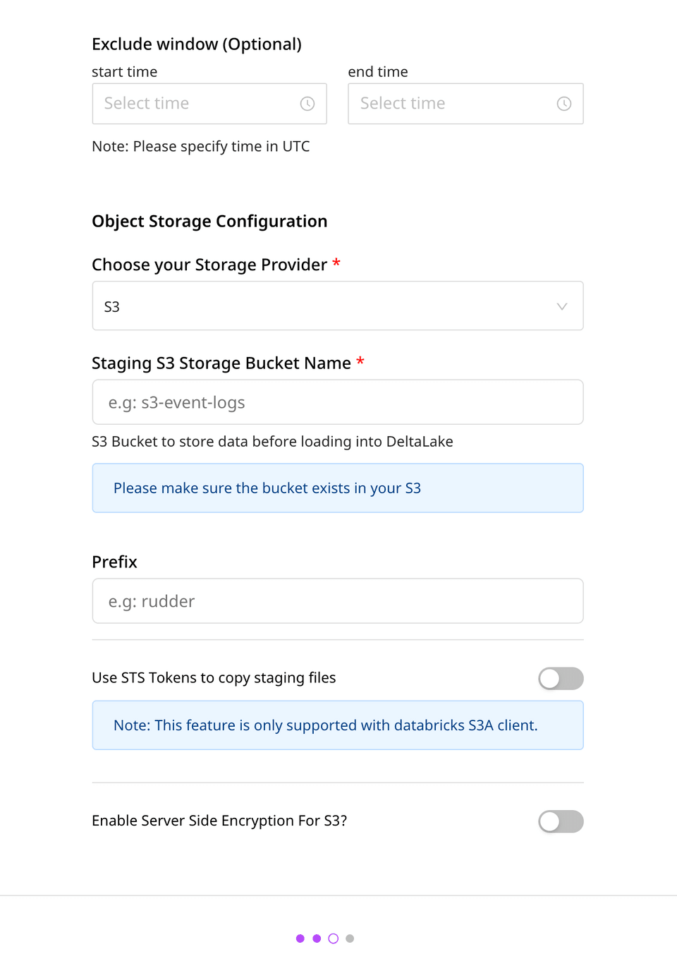 Delta Lake destination settings in RudderStack