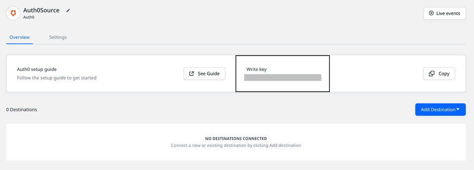 Auth0 source write key