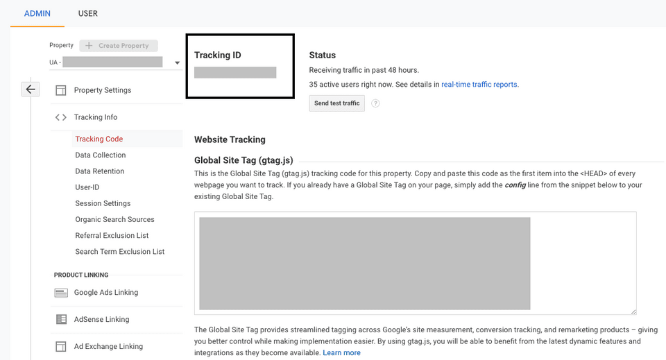 Google Analytics tracking ID