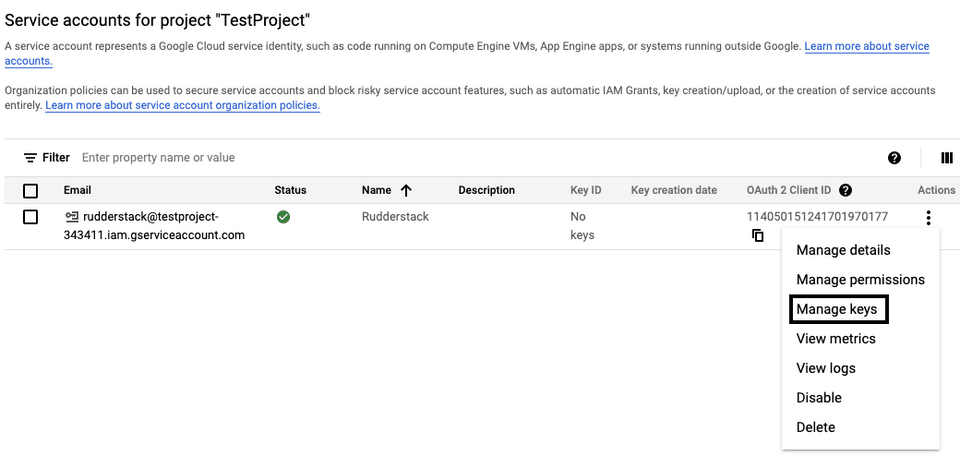 Managing keys in GCP Managing keys in GCP