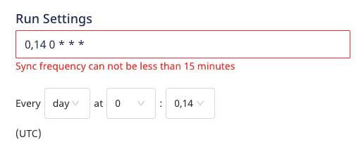 CRON schedule error CRON schedule error